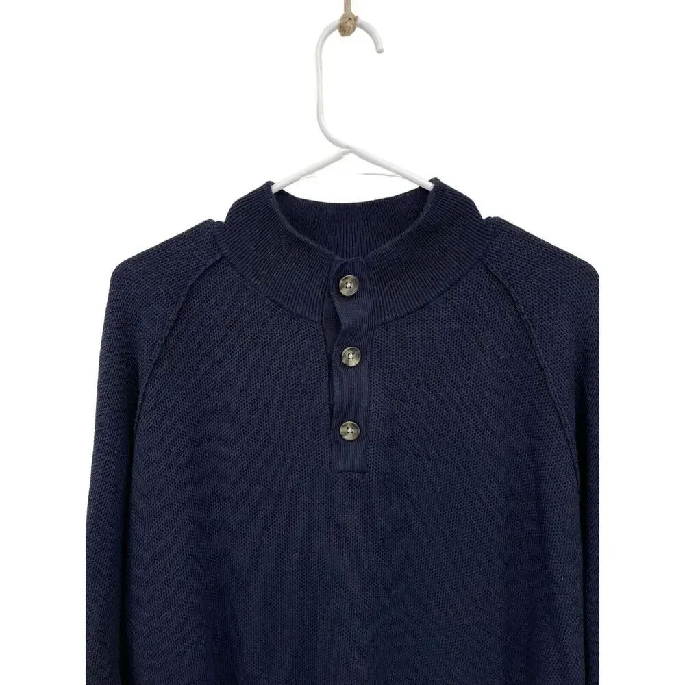 Peter Millar Henley Sweater Pima Cotton Merino Wool Blue Men’s Size Large